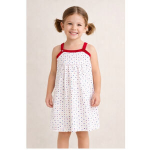 Petit Bateau Polka Dot Dress Girls White Red Blue Cotton Summer Dress Sz 2 T